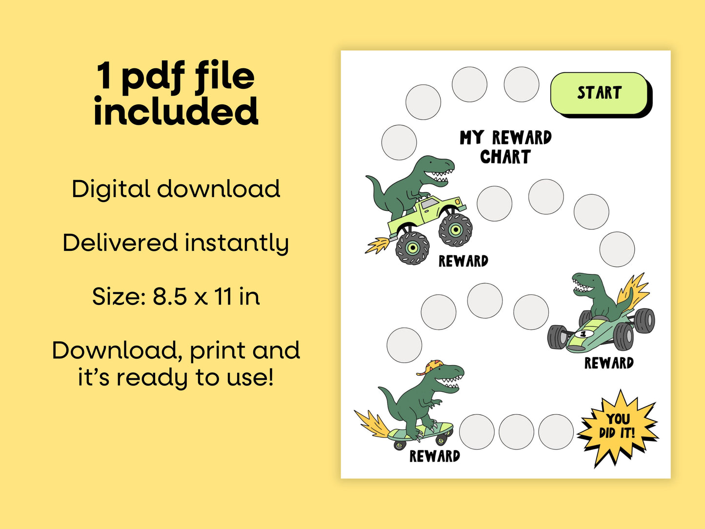 DIGITAL Cool Dinosaur Reward Chart