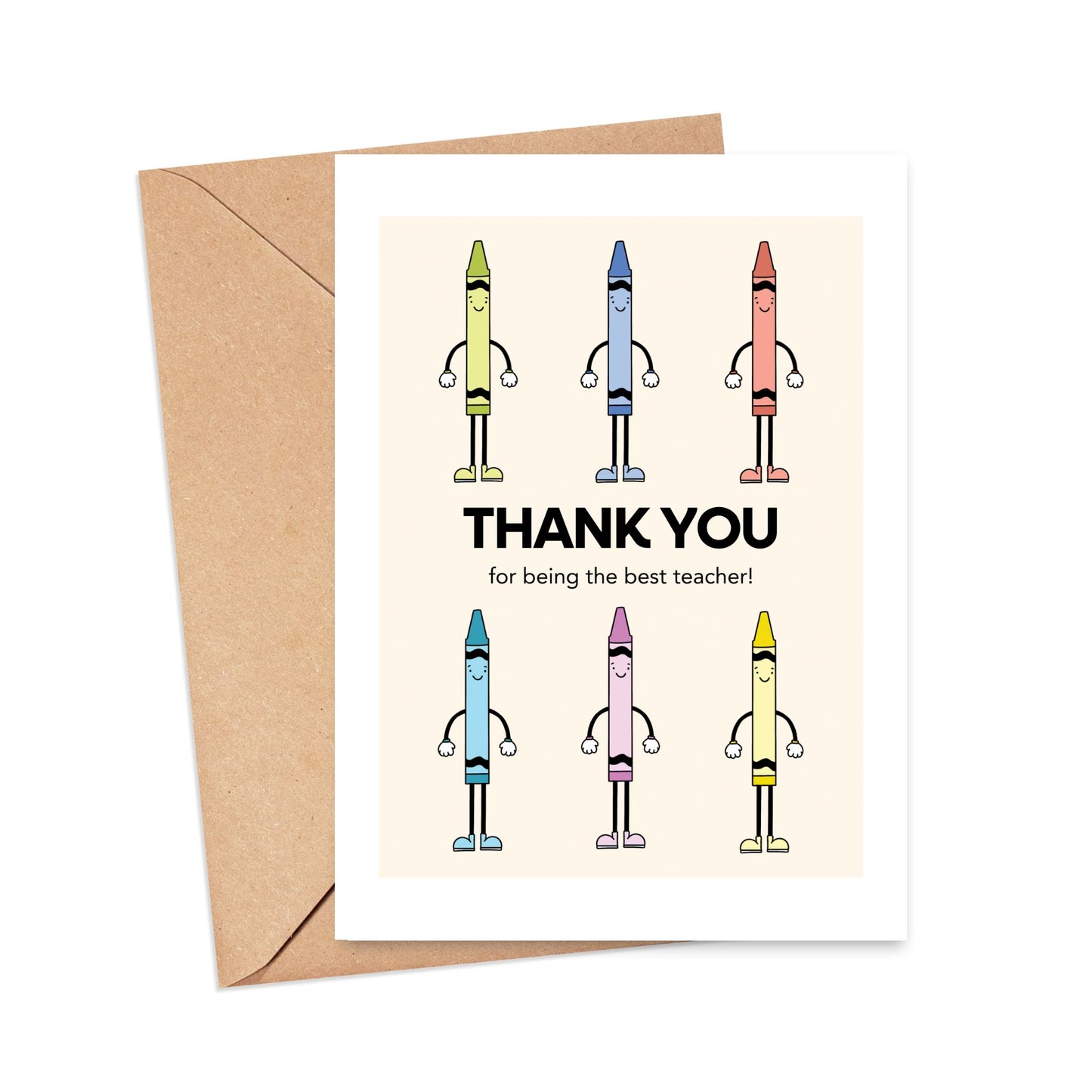 Thank You for Being the Best Teacher Crayon Card Simply Happy Paper