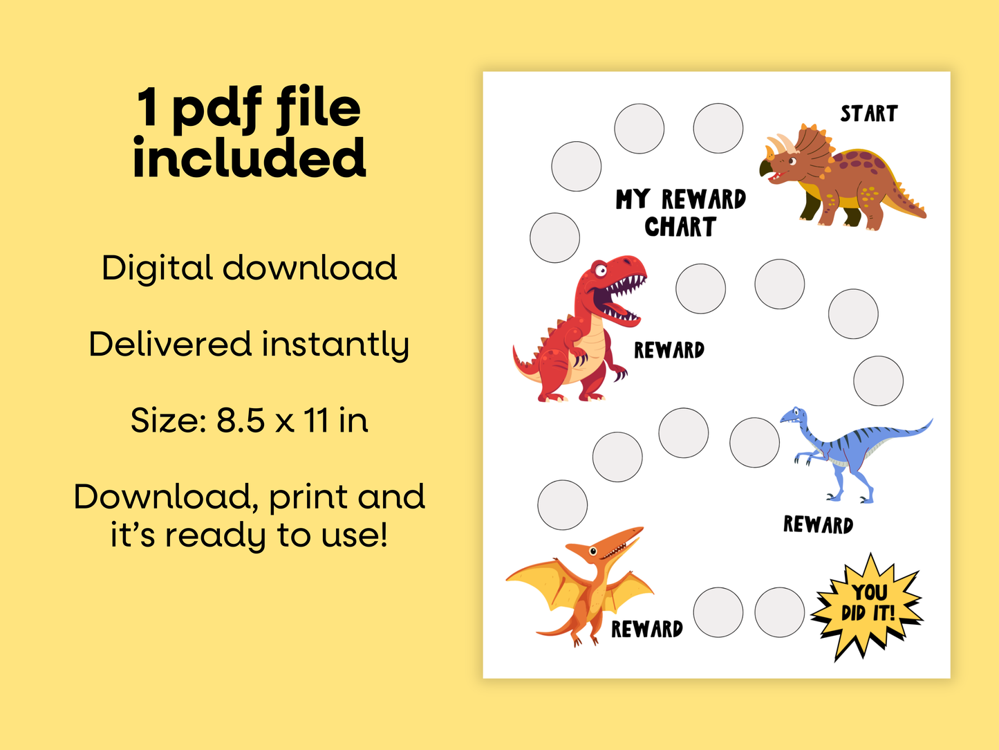 DIGITAL Dinosaur Reward Chart