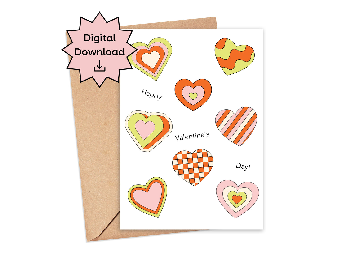 DIGITAL Happy Valentine's Day Colorful Hearts Card
