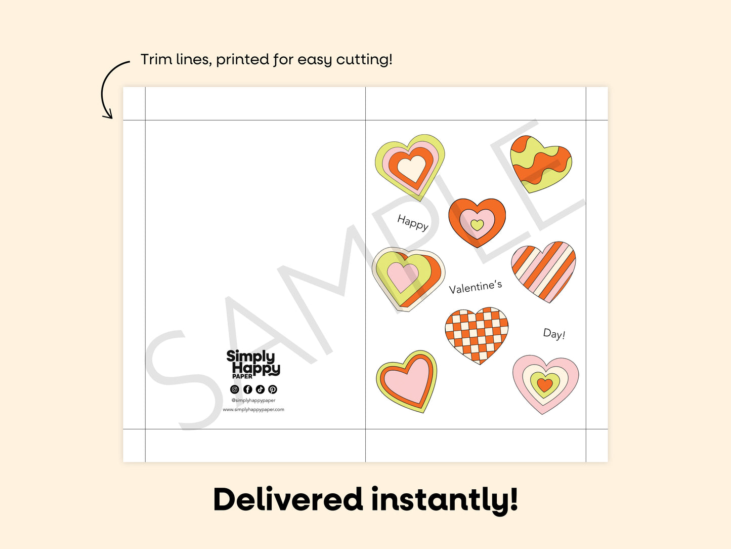 DIGITAL Happy Valentine's Day Colorful Hearts Card