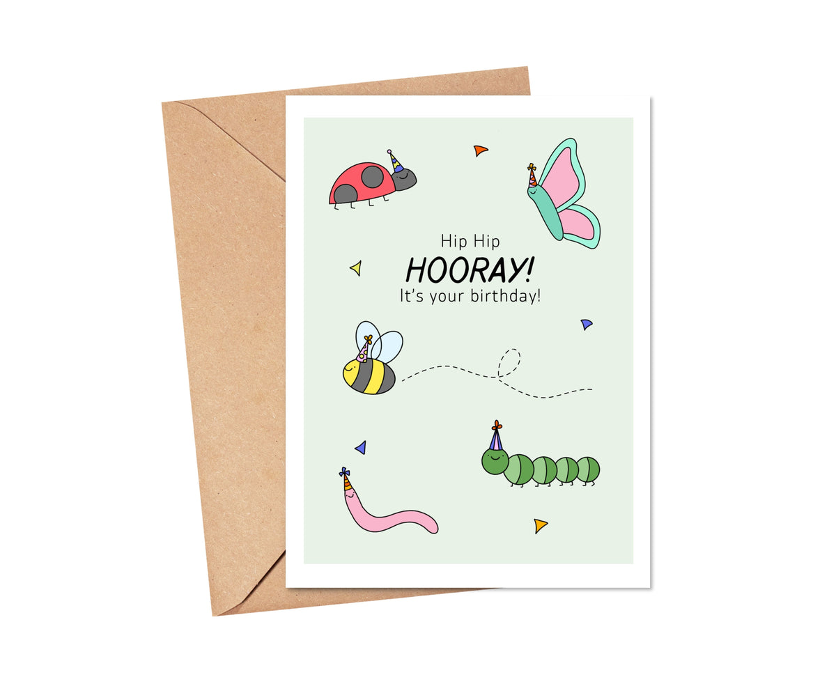 Cute Bug Birthday Card for Kids | Hip Hip Hooray! Simply Happy Paper