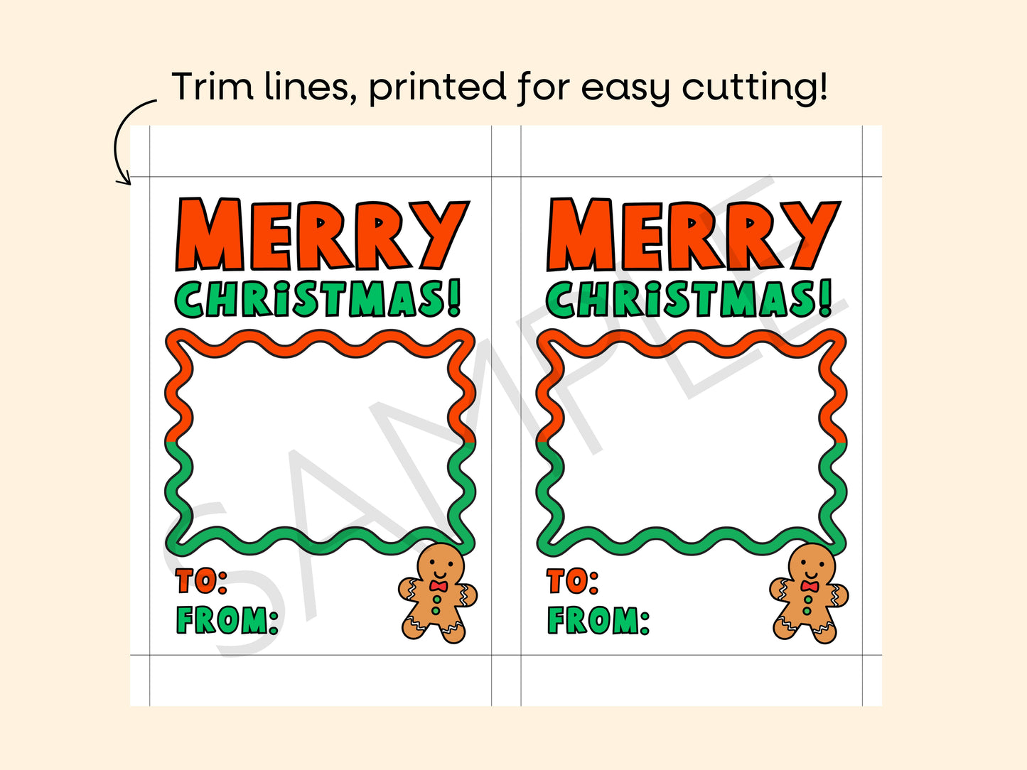 DIGITAL Merry Christmas Gingerbread Gift Card Holder Simply Happy Paper