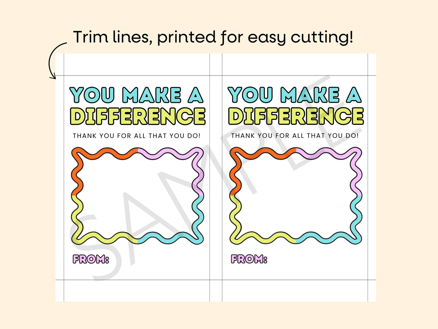 DIGITAL Colorful You Make a Difference Gift Card Holder