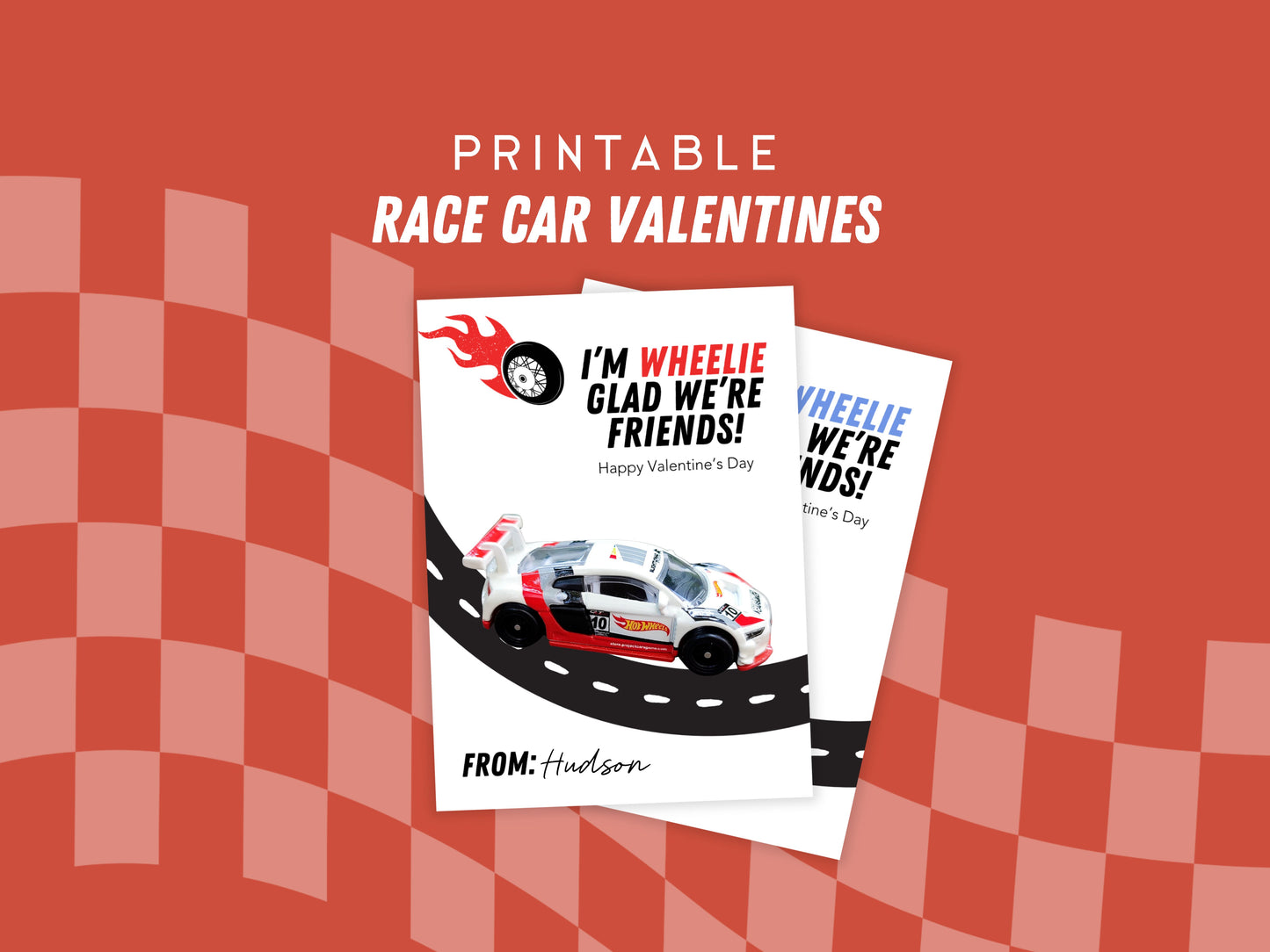 Digital Race Car Printable Valentine Cards