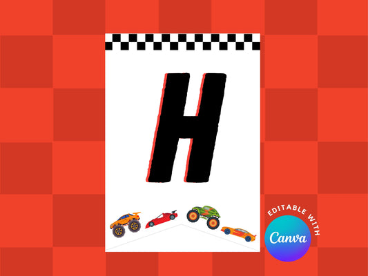 DIGITAL Race Car Birthday Party Banner Simply Happy Paper