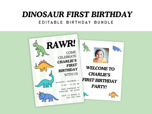 Dinosaur First Birthday Party Bundle Simply Happy Paper