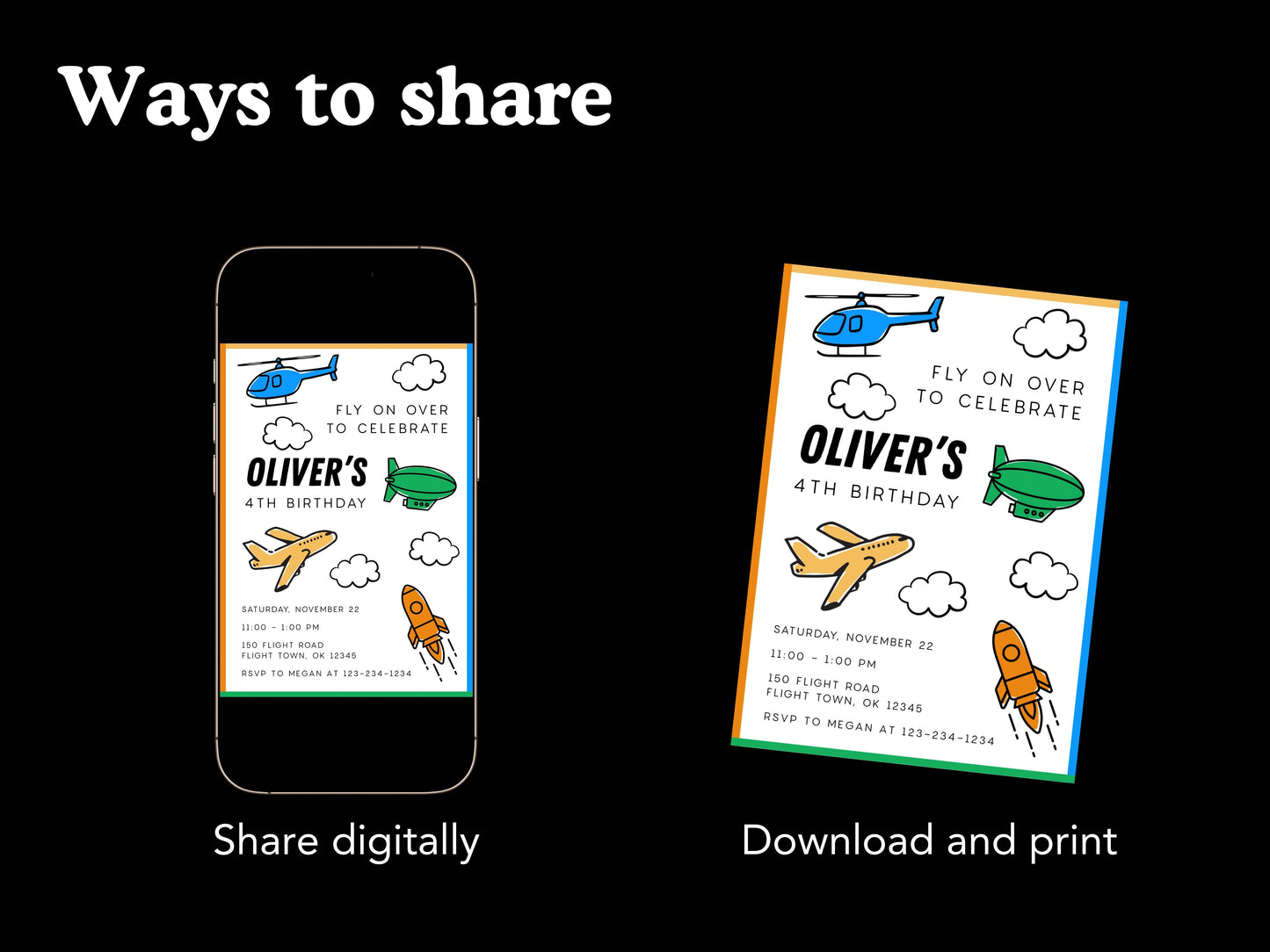 DIGITAL Fly on Over Birthday Invite Simply Happy Paper