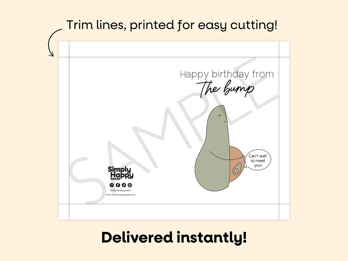 DIGITAL Happy Birthday from the Bump Card Simply Happy Paper