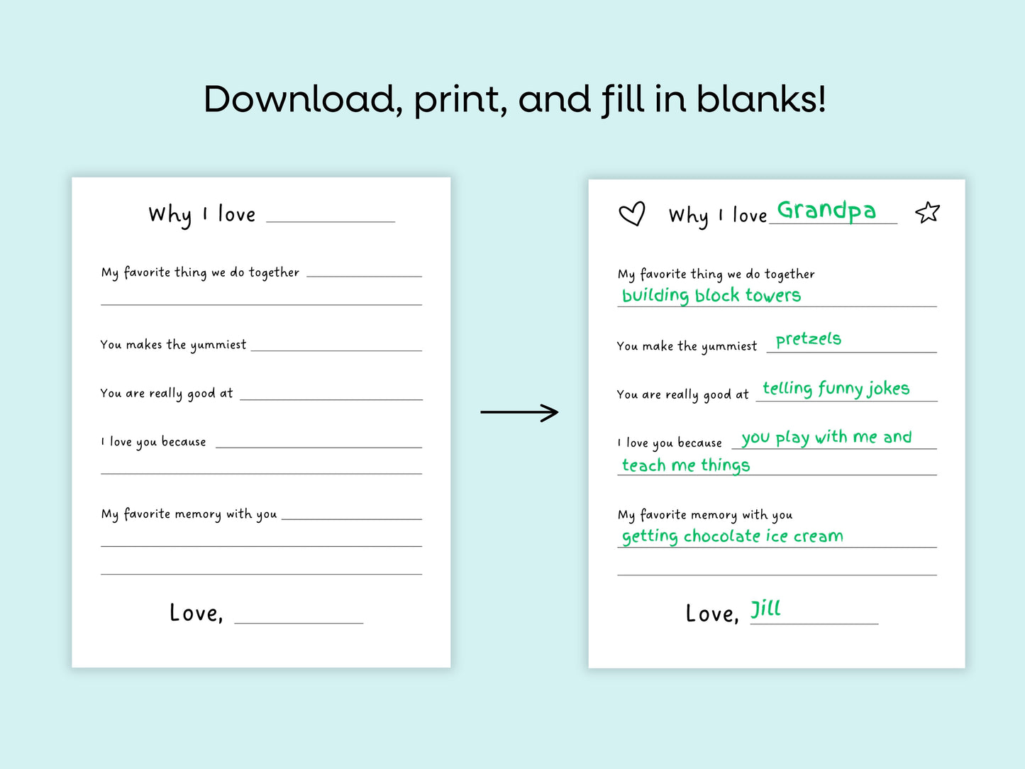 Why I Love You Printable Keepsake for Grandparents Simply Happy Paper