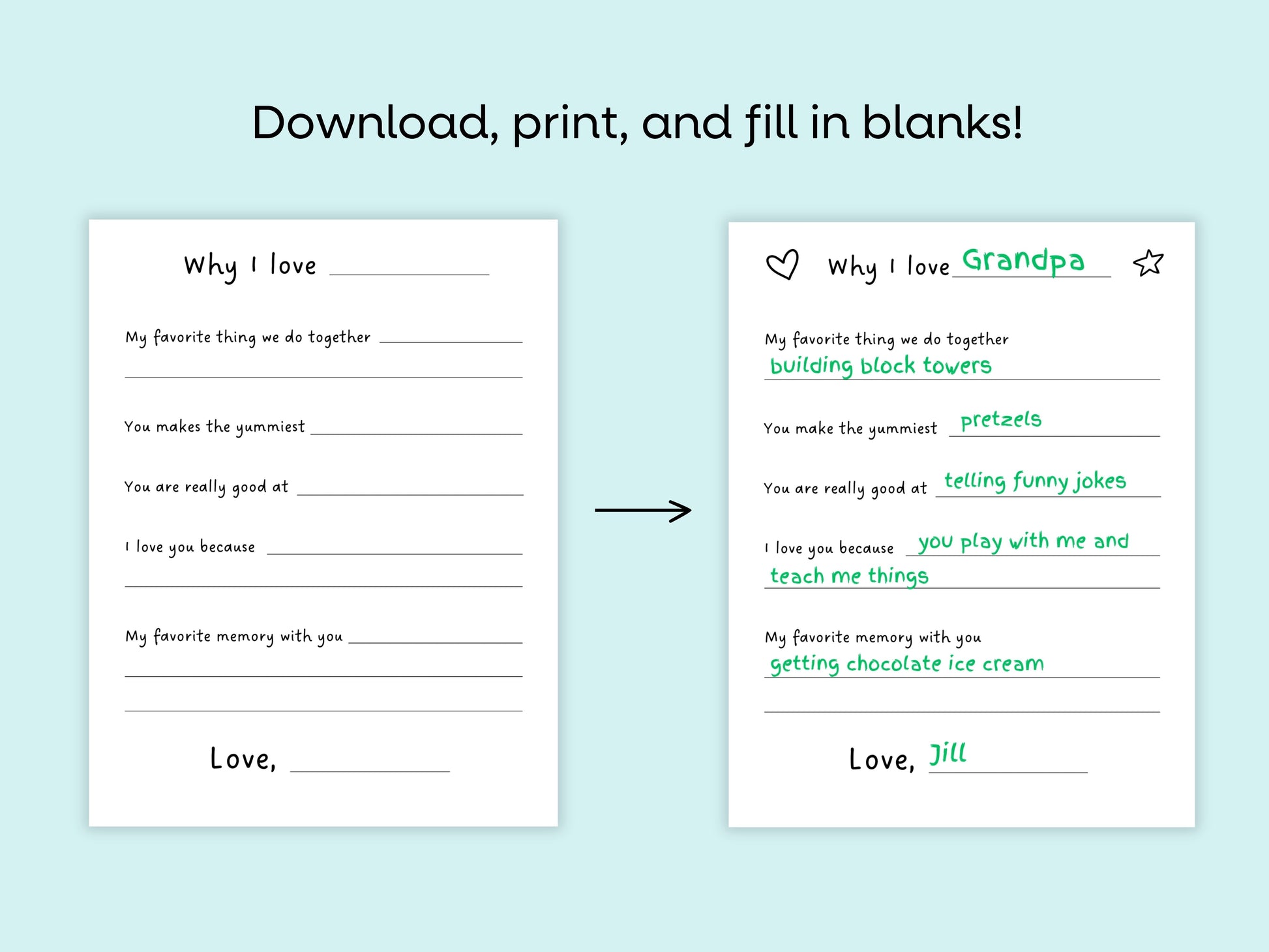 Why I Love You Printable Keepsake for Grandparents Simply Happy Paper