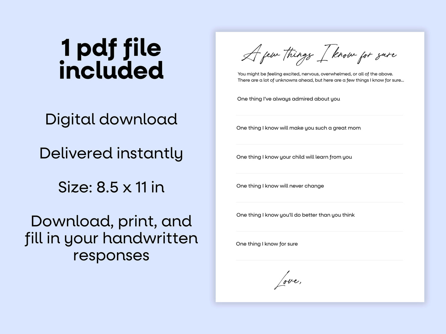 A Few Things I Know for Sure Printable Letter Simply Happy Paper