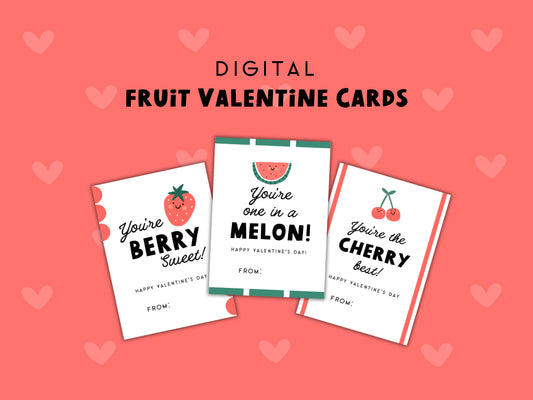 Digital Berry Sweet Printable Valentine Cards