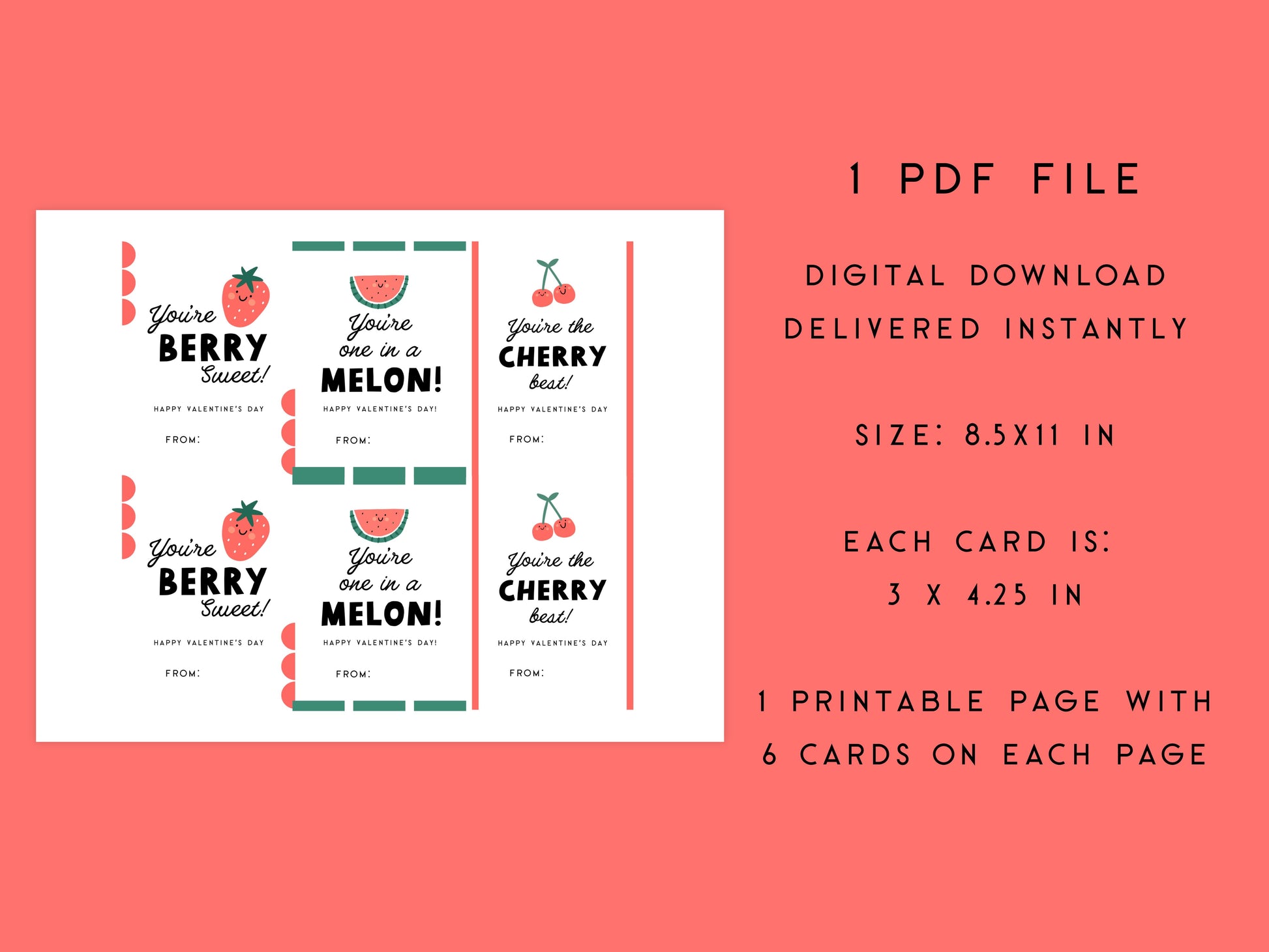 Digital Berry Sweet Printable Valentine Cards Simply Happy Paper