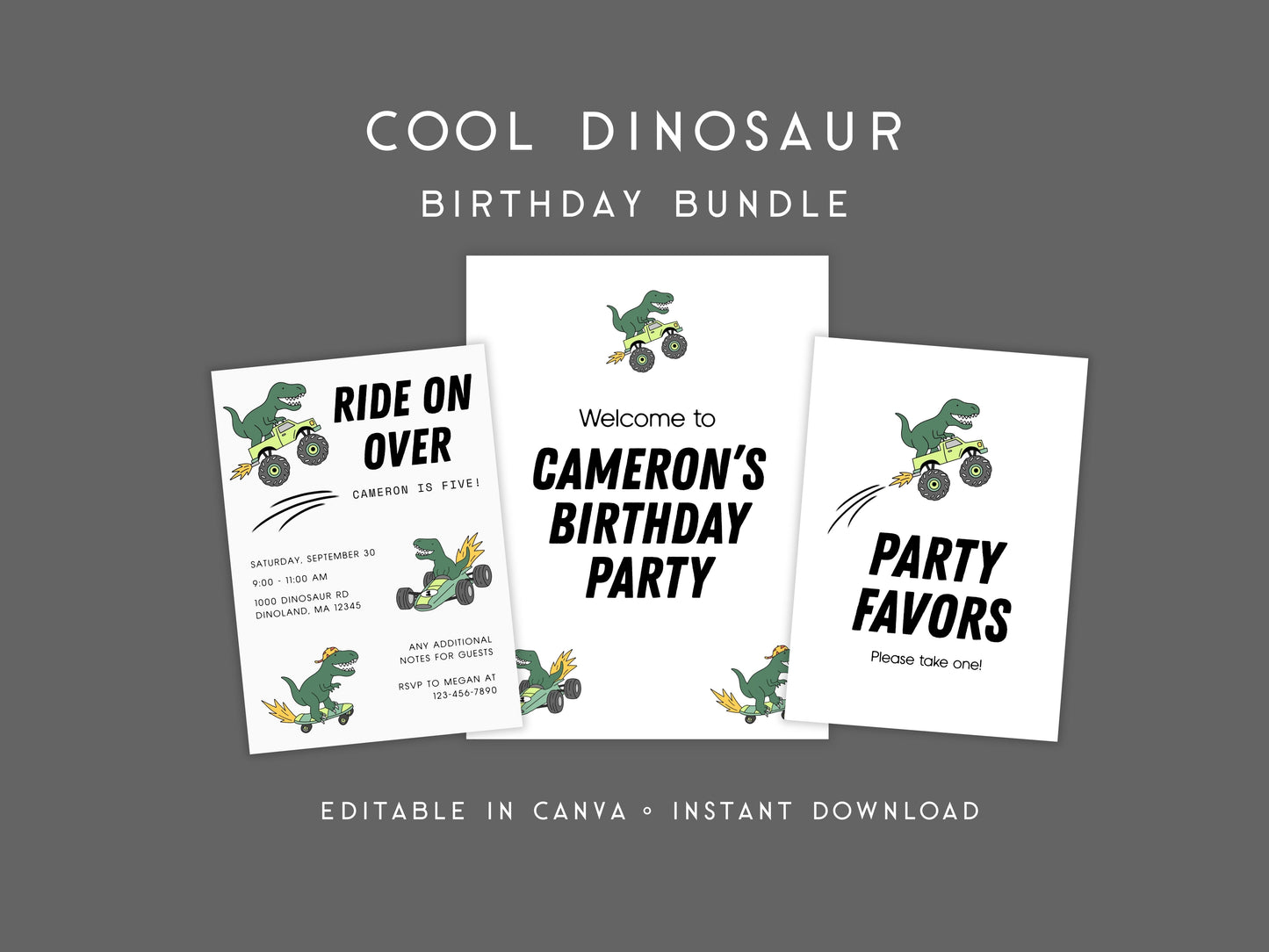 Cool Dinosaur Birthday Party Bundle Simply Happy Paper