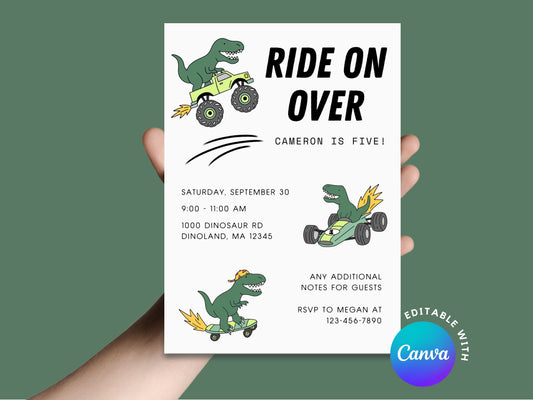 DIGITAL Editable Cool Dinosaur Birthday Invitation