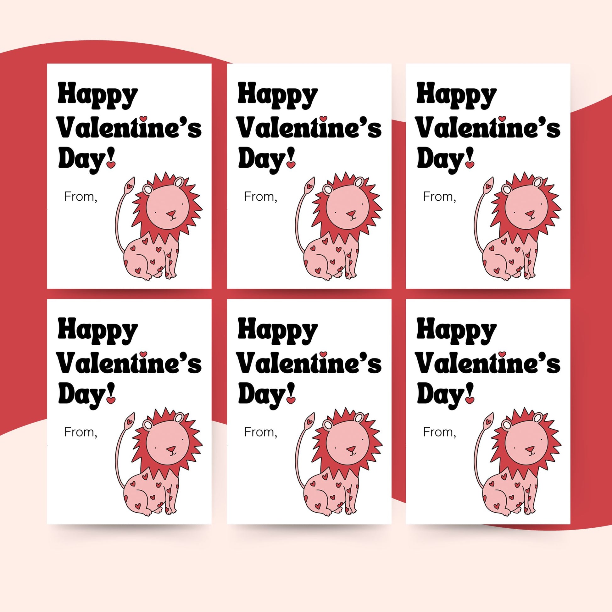 Cute Lion Printable Valentine Cards Simply Happy Cards