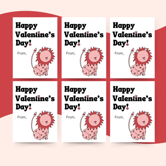 Cute Lion Printable Valentine Cards Simply Happy Cards