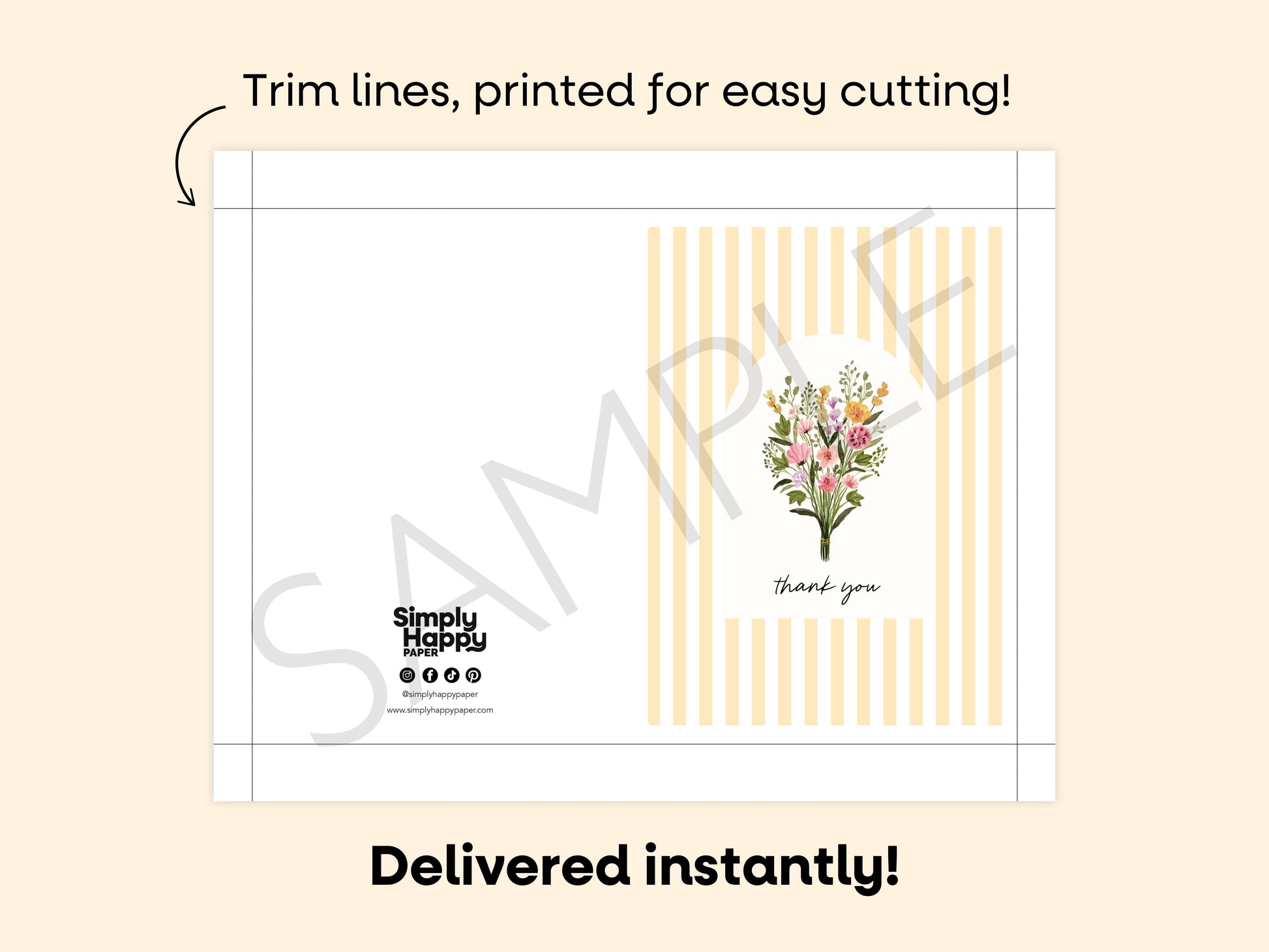 DIGITAL Wildflower Thank You Card Simply Happy Paper