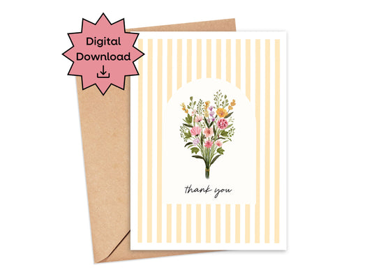 DIGITAL Wildflower Thank You Card Simply Happy Paper