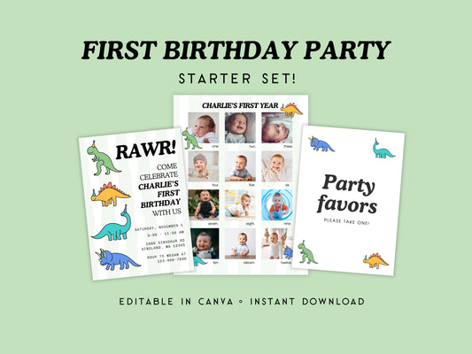 Dinosaur First Birthday Party Starter Set Simply Happy Paper