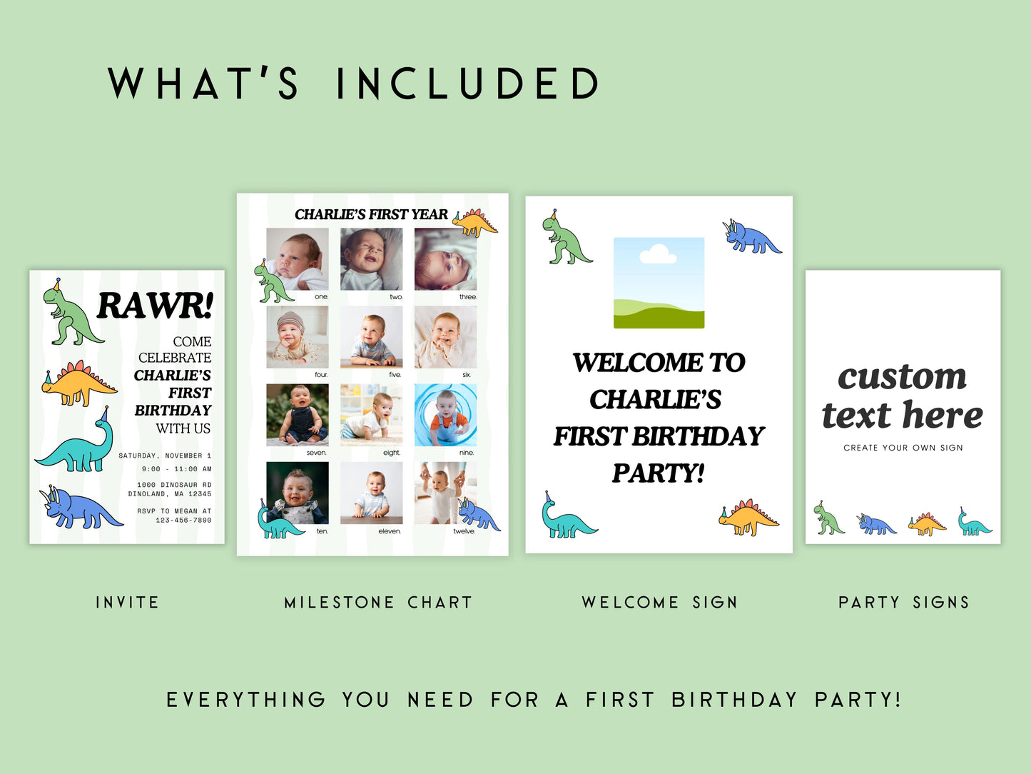 Dinosaur First Birthday Party Starter Set Simply Happy Paper