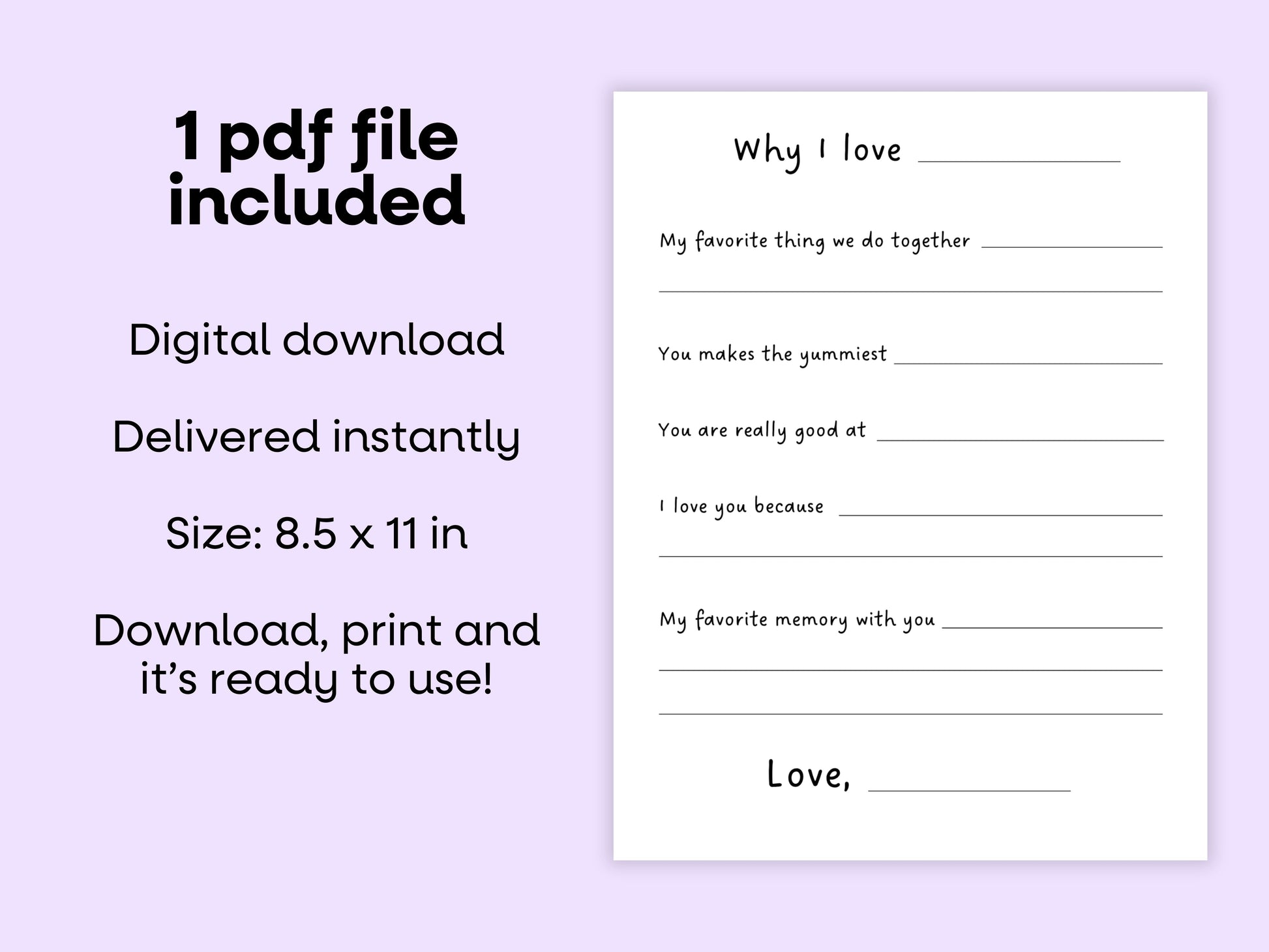 Why I Love You Printable Keepsake for Grandparents Simply Happy Paper