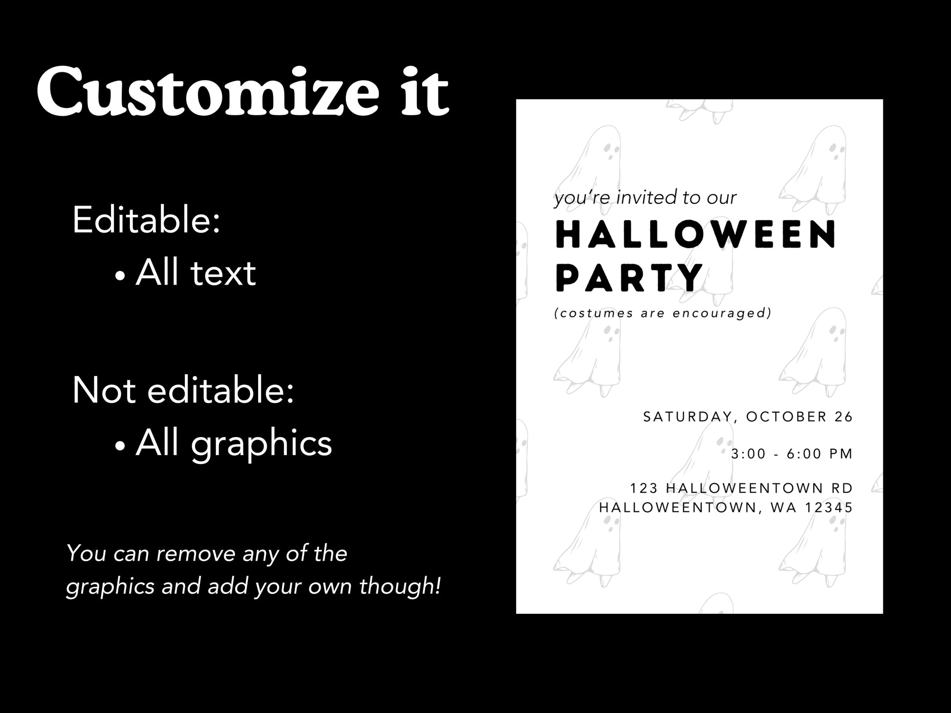 DIGITAL Minimalist Halloween Party Invitation Simply Happy Paper