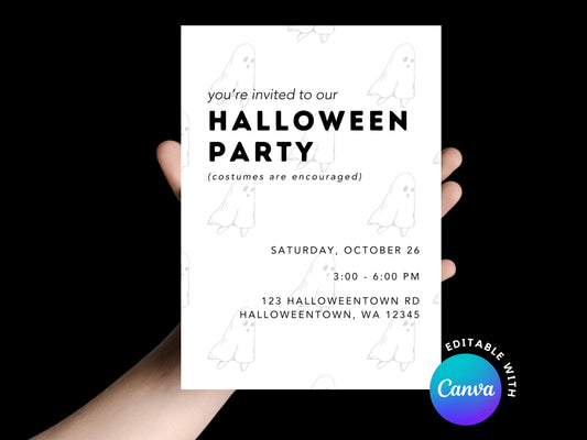 DIGITAL Minimalist Halloween Party Invitation Simply Happy Paper