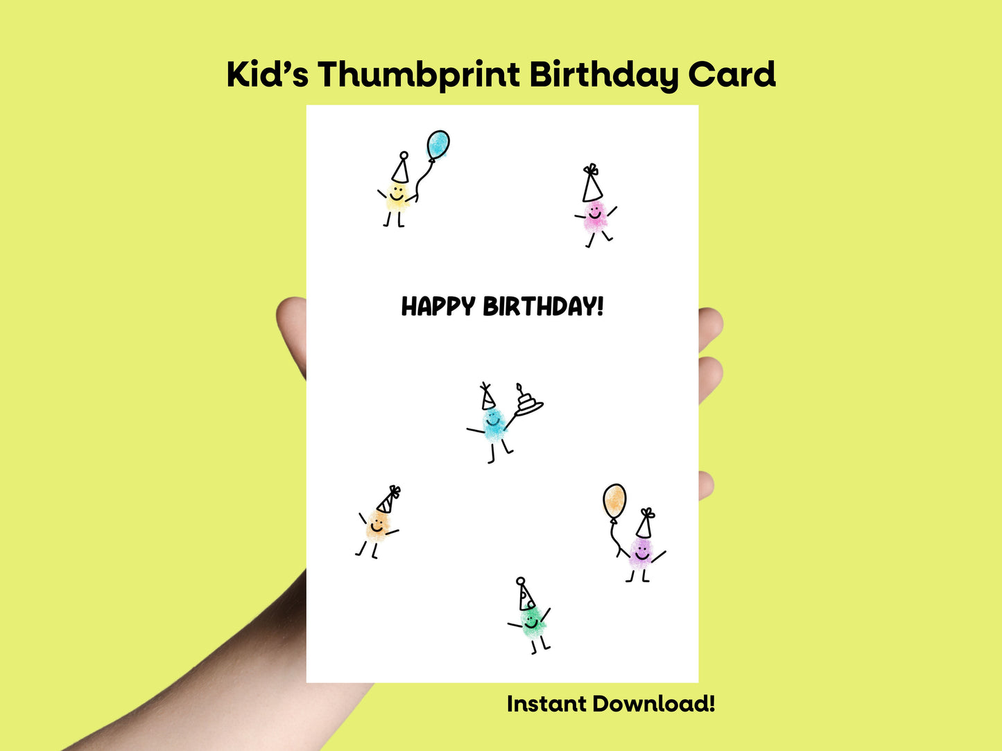 DIGITAL Happy Birthday Thumbprint Art Card
