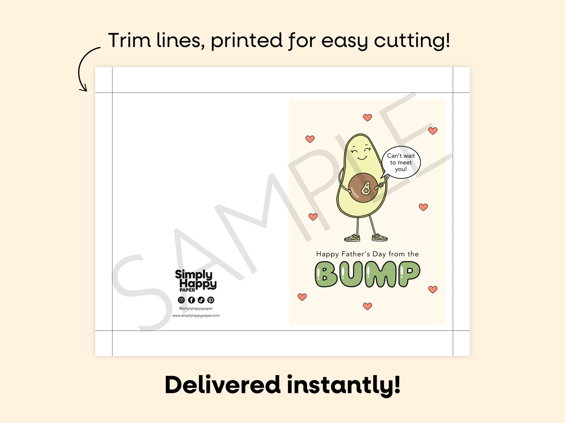 DIGITAL Happy Father's Day from the Bump with Hearts Card Simply Happy Paper