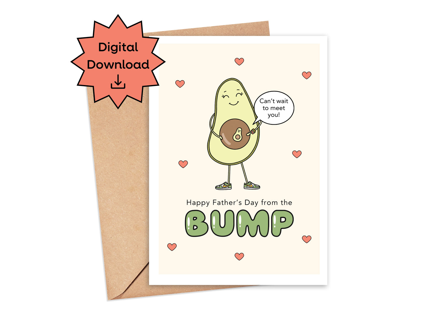 DIGITAL Happy Father's Day from the Bump with Hearts Card Simply Happy Paper