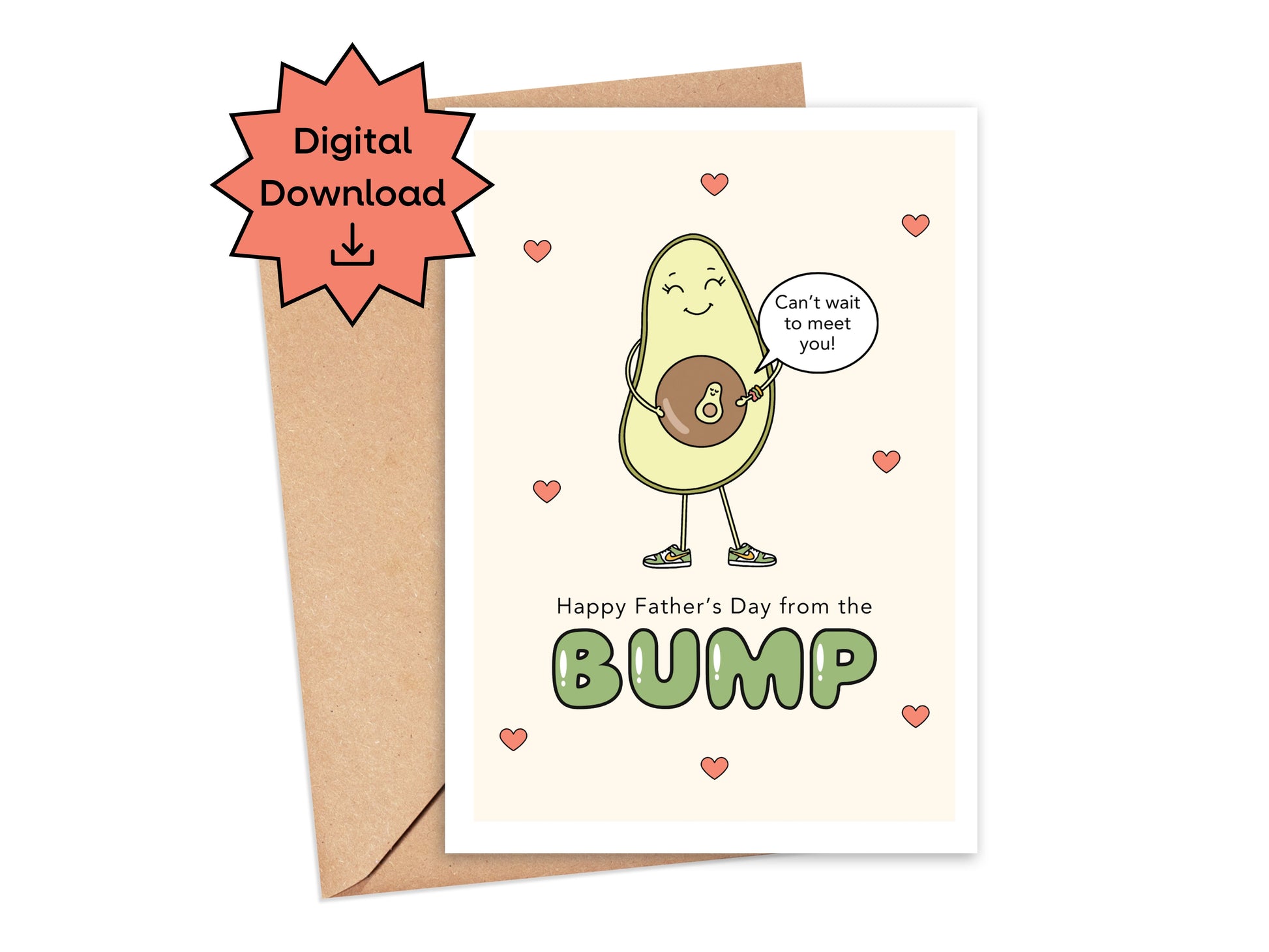 DIGITAL Happy Father's Day from the Bump with Hearts Card Simply Happy Paper