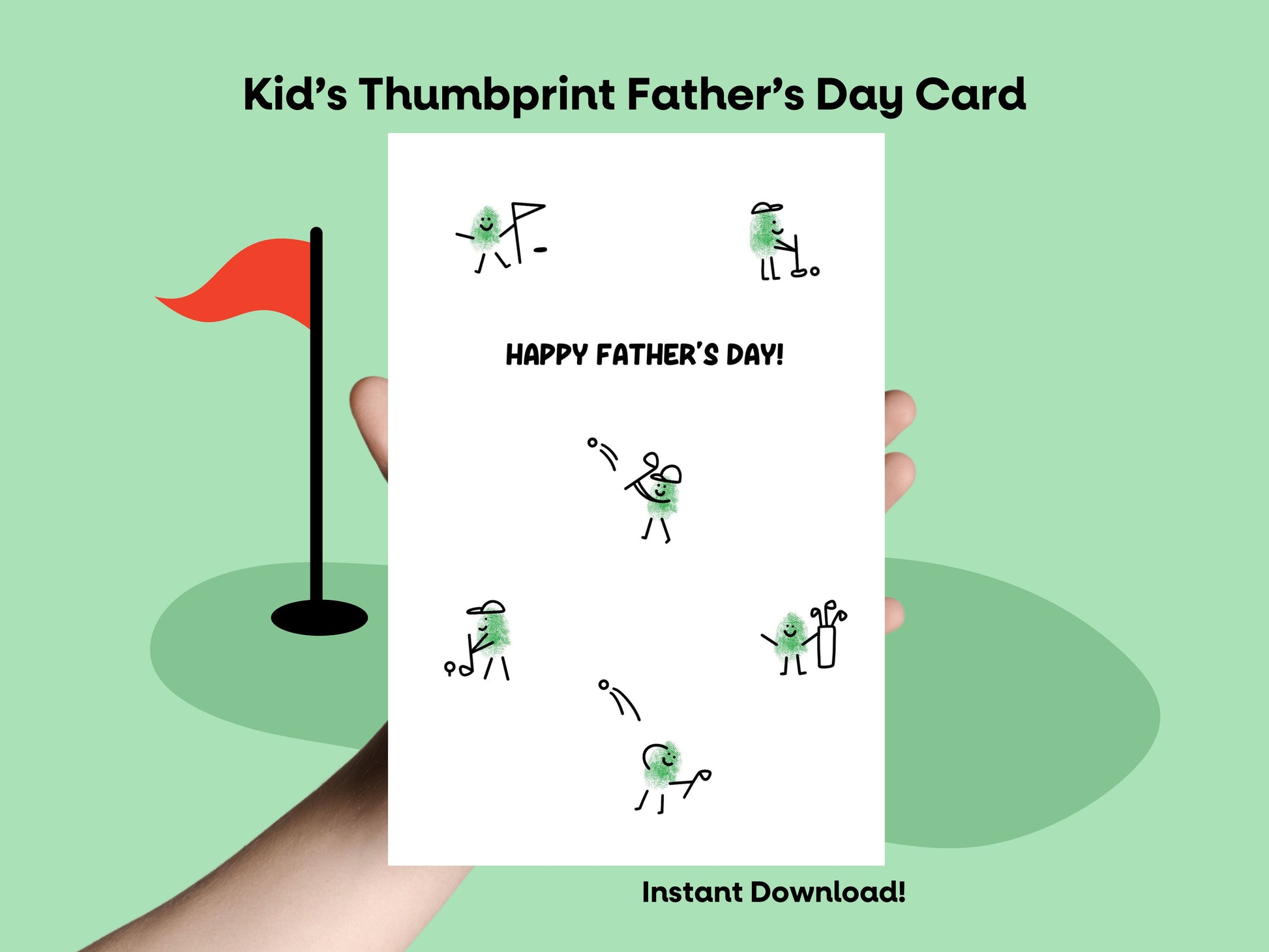 DIGITAL Happy Father's Day Golf Thumbprint Art Card Simply Happy Paper