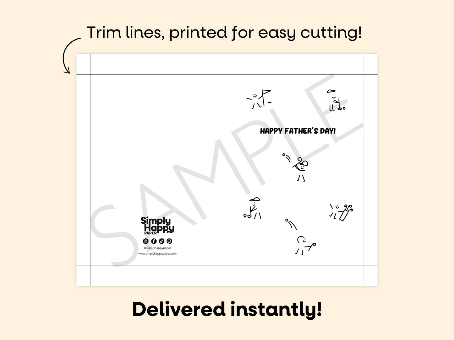 DIGITAL Happy Father's Day Golf Thumbprint Art Card Simply Happy Paper