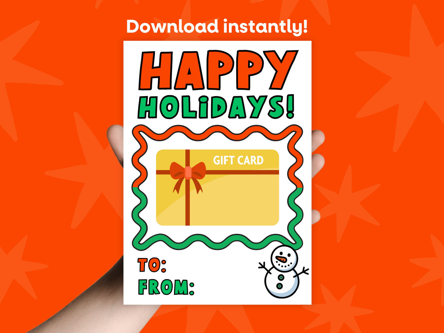 DIGITAL Happy Holidays Snowman Gift Card Holder Simply Happy Paper