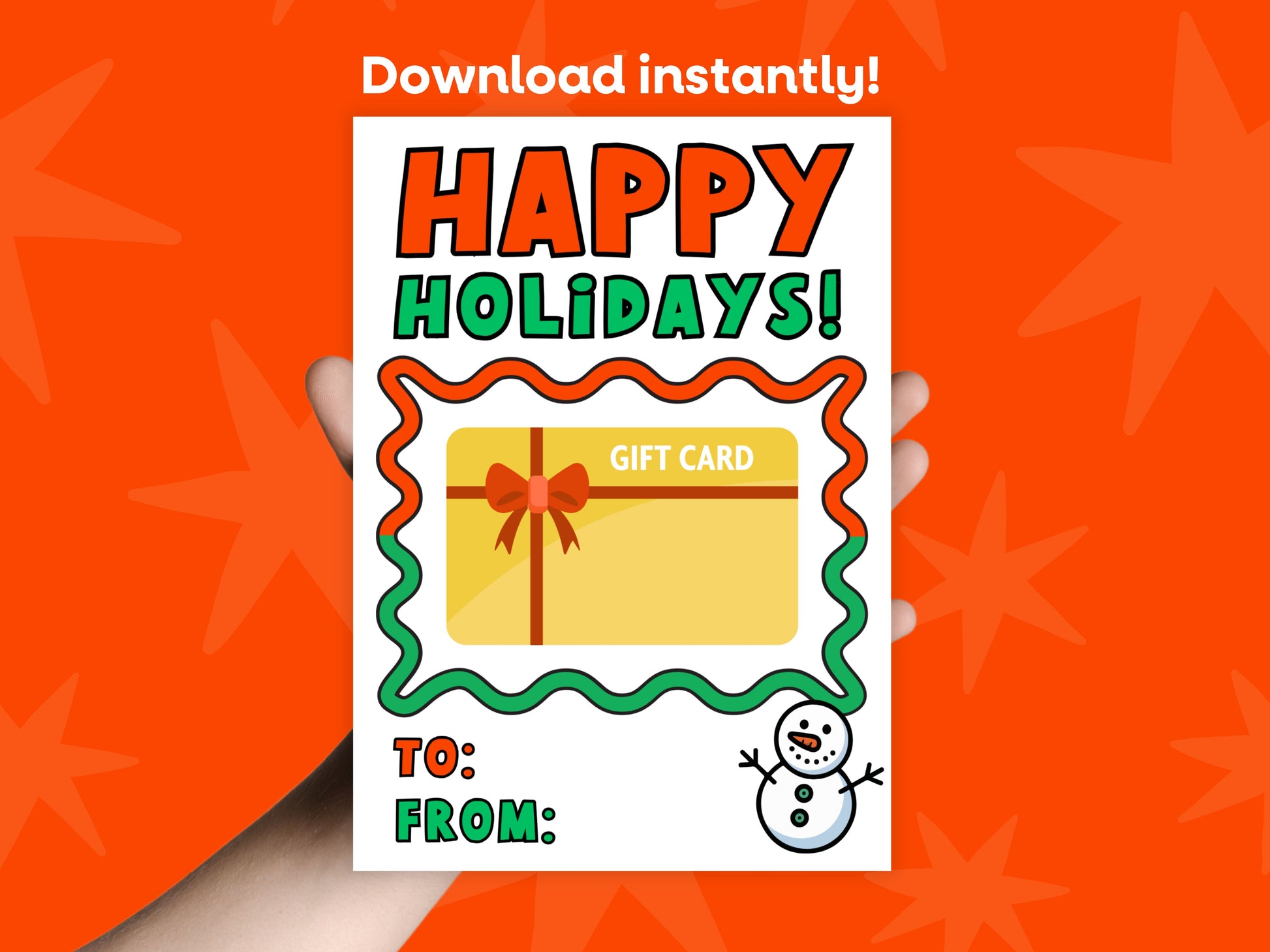 DIGITAL Happy Holidays Snowman Gift Card Holder Simply Happy Paper