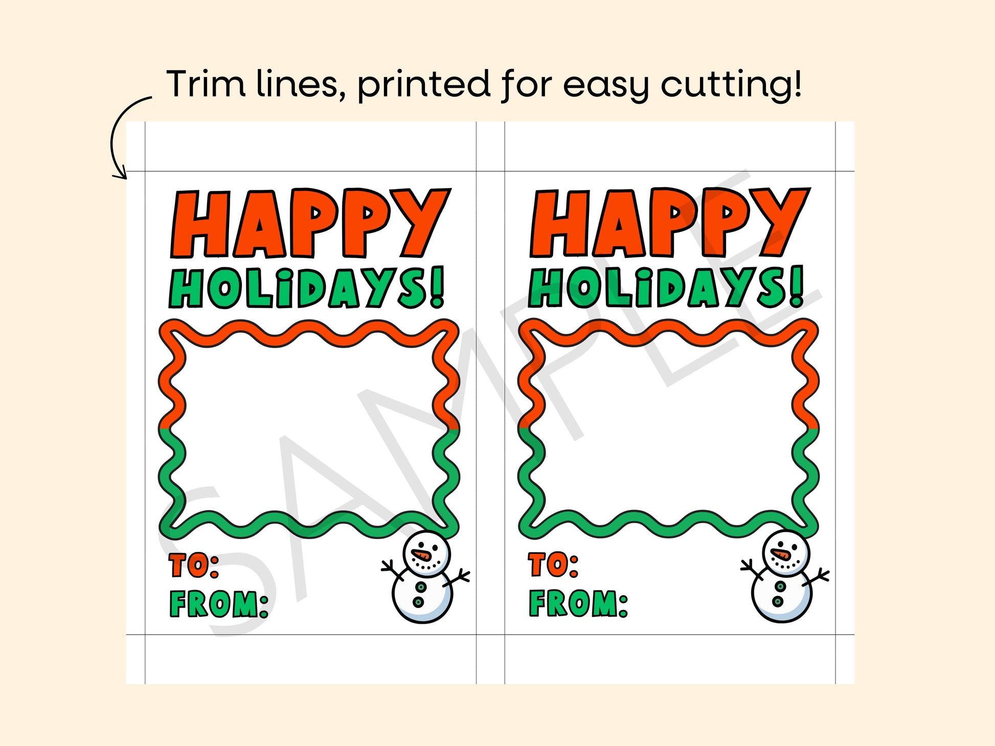 DIGITAL Happy Holidays Snowman Gift Card Holder Simply Happy Paper