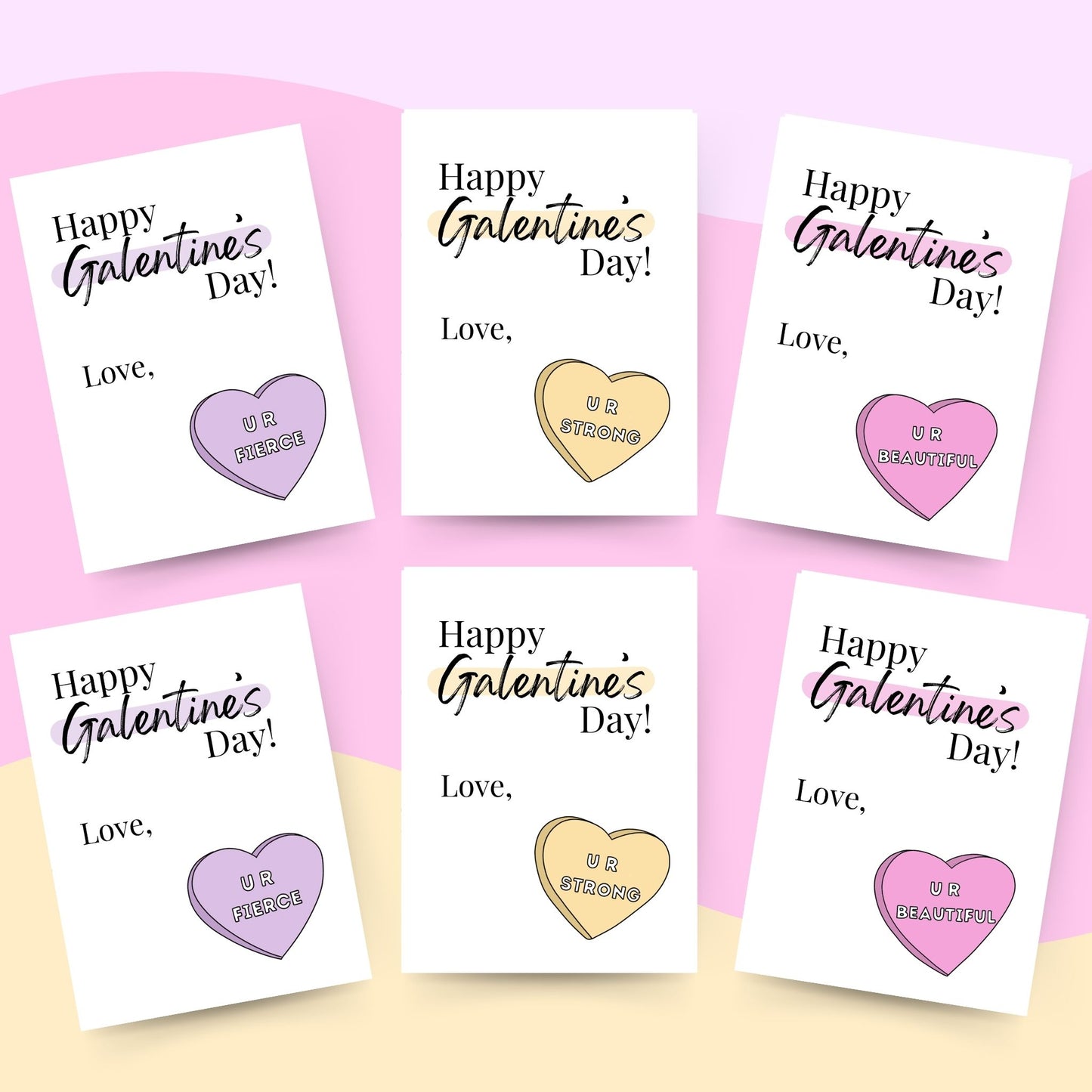 Galentine Conversation Hearts Printable Cards Simply Happy Cards