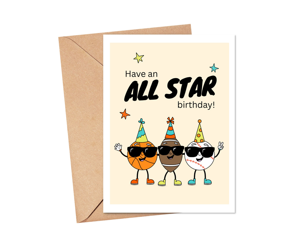 All Star Sports Birthday Card for Kids Simply Happy Paper