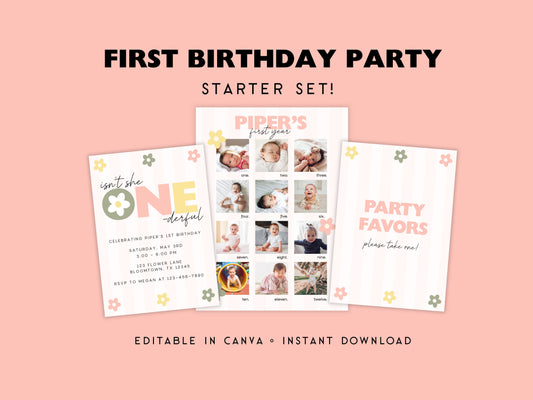 Isn’t She ONE-derful First Birthday Party Starter Set Simply Happy Paper