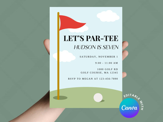 DIGITAL Let's Par-tee Golf Invitation Simply Happy Paper