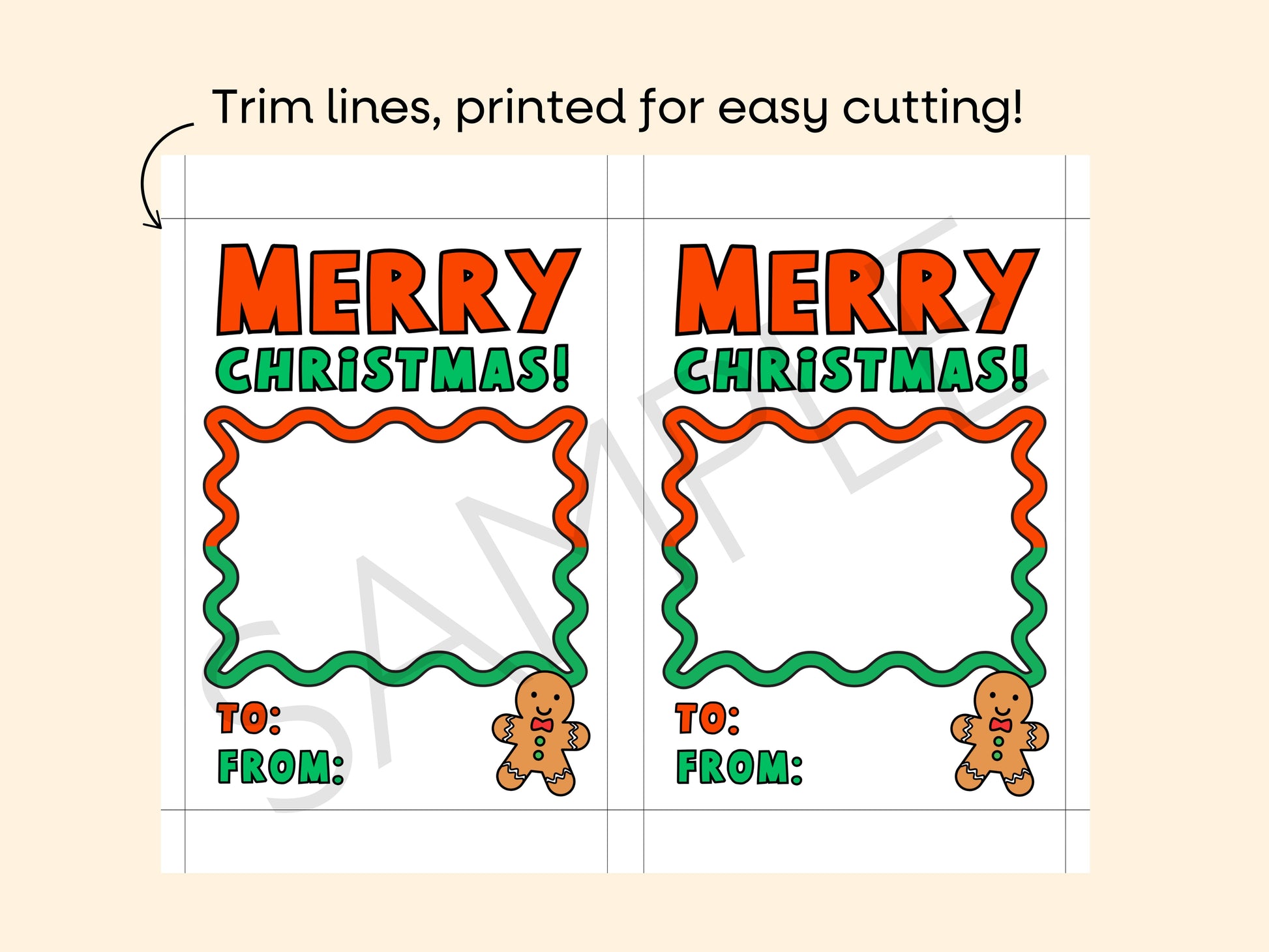 DIGITAL Merry Christmas Gingerbread Gift Card Holder Simply Happy Paper