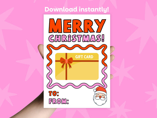 DIGITAL Merry Christmas Pink Santa Gift Card Holder Simply Happy Paper