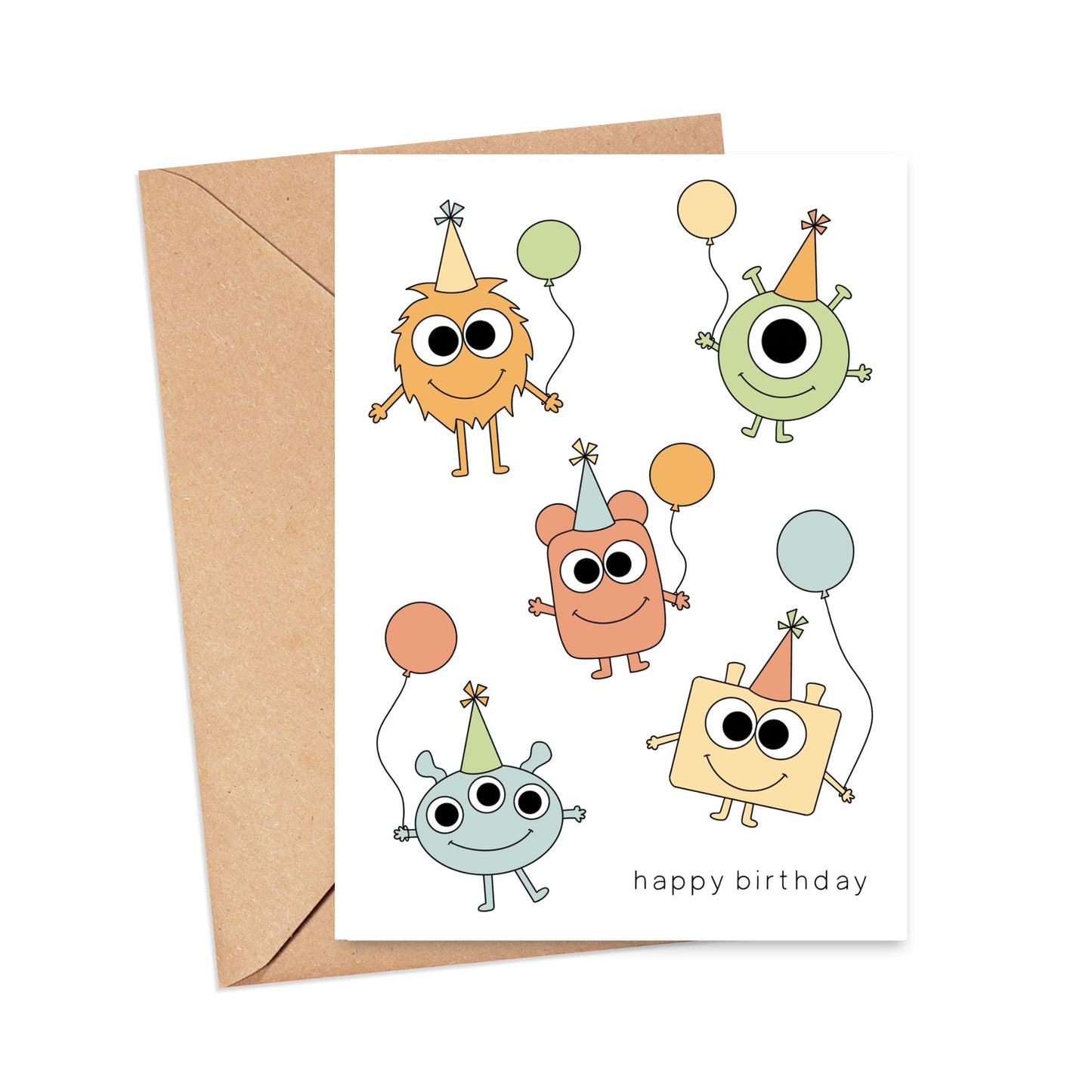 Yellow Monster Birthday Card