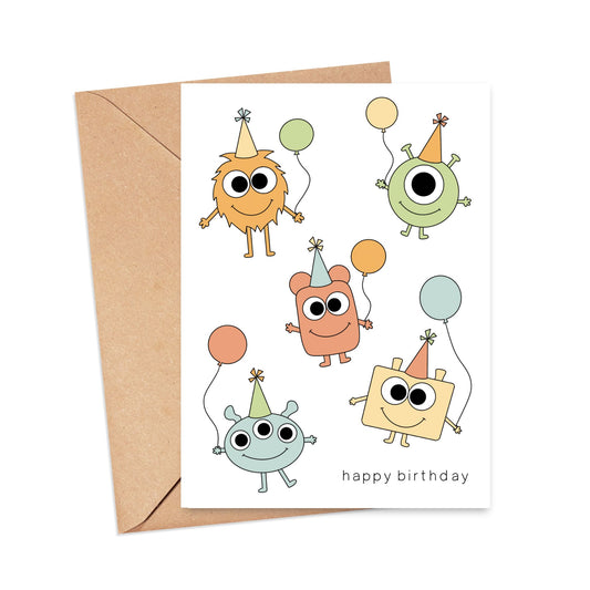 Yellow Monster Birthday Card