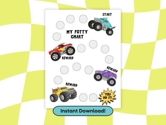 DIGITAL Monster Truck Potty Training Chart Simply Happy Paper
