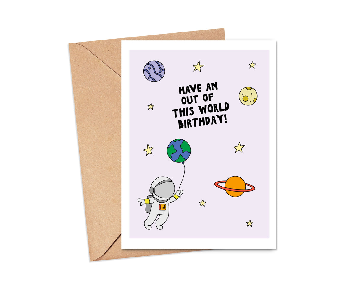 Out of This World Space Birthday Card for Kids Simply Happy Paper