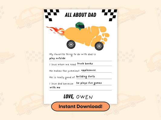 DIGITAL All About Dad Race Car Handprint Art Simply Happy Paper