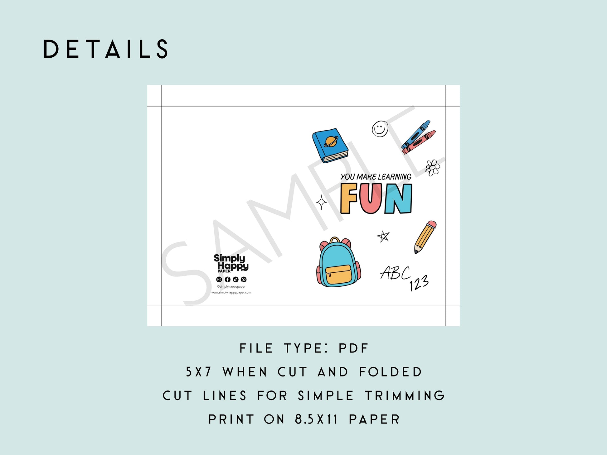 Teacher Appreciation Printable Card Bundle Simply Happy Paper